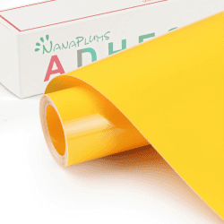 NANAPLUMS Selbstklebendes Vinylfolie Plotter, 30cm x 400cm Permanentes Plotterfolie Vinyl, Selbstklebende Folie für Dauerhaften Aufklebern, Schilder und Anderen Bastelprojekte(Gelb)