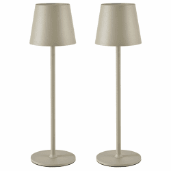2 Stück LED Dimmbare Akku Tischlampe Kabellose, Wiederaufladbar Warme Lichtfarbe 3000K Tischleuchte Für Innen und Aussen mit USB-C, Aluminium, IP54 Wasserdichte, Schwarz