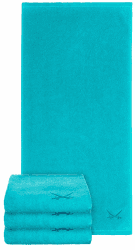Sansibar Handtuch 4er Set 50x100 cm 100% Baumwolle mit gesticktem Säbel Logo Badtuch Türkis