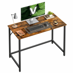 VASAGLE Schreibtisch, Kleiner Computertisch, Bürotisch, für Arbeitszimmer, Schlafzimmer, 50 x 100 x 76 cm, Industrie-Design, Metallgestell, vintagebraun-tintenschwarz LWD41X