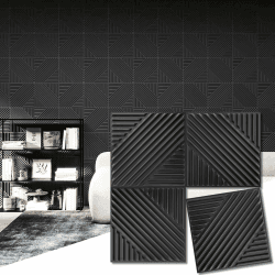 Art3d 33 Stück 3D Wandpaneele PVC Wandverkleidung 3d paneele gaming wandpaneele Schwarz Innenwanddekoration Wohnzimmer Schlafzimmer TV-Wandh 30x30cm