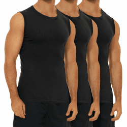 FALARY 3er Pack Unterhemd Herren gekämmte Baumwolle Tank Top Herren Unterhemden Mehrfarbig 3XL 3x Schwarz