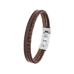 s.Oliver Armband Edelstahl Leder Herren Armschmuck BRAUN