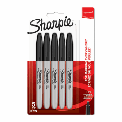 SHARPIE Permanent Marker | Marker Stifte mit feiner Spitze | schwarze Tinte | 5 Stück