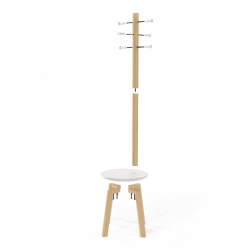 Umbra Pillar Garderobenständer mit Hocker, Default_no_Selection_Value, Weiss/Natur, Einheitsgröße