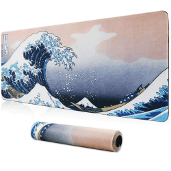 HoYiXi Gaming Mauspad erweitertes großes Computer Tastatur Mausmatte Schreibtischunterlage weiche Glatte Oberfläche und rutschfeste Gummibasis wasserdichtes Mauspad XXL 60 x 30 x 0,3 cm - Welle