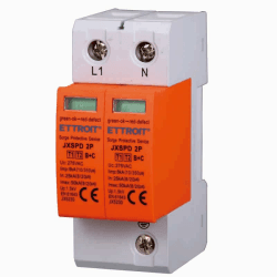 ZOREI Überspannungsableiter 220 V Typ 1 und Typ 2, 2P T1+T2 B+C 275V 8KA 25KA 2-polig, benötigt 2 DIN-Module, schützt Anlagen vor Blitzen und Spannungsspitzen, JXSPD-1P+N