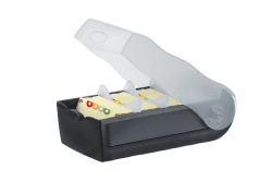 HAN Lernkarteibox CROCO, einfach Vokabeln lernen mit 5-Fächer-Lernsystem, DIN A8 Karteikasten für 500 Karten, inkl. 5 Stützplatten + 100 Lernkarten, Karteibox, Lernbox, 998-633, transluzent/schwarz