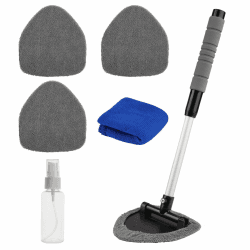 Autoscheiben Innenreiniger Set, Windschutzscheiben Reiniger mit Ausziehbarem Griff, Scheibenreiniger Auto Kit, mit Mikrofaserpads, Sprühflaschen usw., für Verschiedene Autos