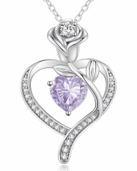CDE Halskette Damen Rosegold Herz Kette Sterling Silber 925 Geburtsstein Geschenke für Frauen mit Anhänger Schmuck Geburtstag Weihnachten Valentinstag Muttertag Mama Silber-06-Juni