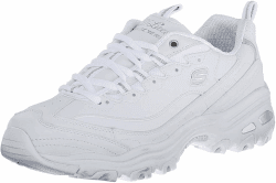 Skechers Damen D'lites-Fresh Start Sneaker 39.5 EU White Leather Mesh Silver Trim L