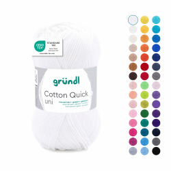 Gründl Wolle Cotton Quick uni Garn zum Stricken & Häkeln aus 100 % Baumwolle, 1 Knäuel 50 g / 125 m, Häkelgarn/ Strickgarn , Weiß