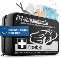 Auto Verbandskasten 2025 [EUROPAWEIT GÜLTIG] & geprüft (StVO konform) - KFZ Erste-Hilfe-Set Verbandstasche DIN 13164 zertifiziert - PKW Verbandkasten Tasche, Erste Hilfe Kasten