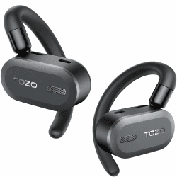 TOZO O2 Open Ear Kopfhörer 5.3 Bluetooth Kopfhörer mit DSP Noise Cancelling, 42 Std Kabellose Kopfhörer, Biaxiales Ohrbügel Design,Langanhaltender Komfort, Kristallklare Anrufe beim Autofahren,Schwarz