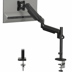 BONTEC Monitor Halterung für 13-34 Zoll LCD LED Bildschirm Hält 3-9 kg, Gasdruckfeder Einarmig Monitor 360° Drehbar, Neigbar, Schwenkbar Einzelarm Ständer Schreibtischklemme, VESA 75/100mm