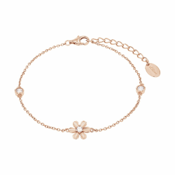 s.Oliver Armband 925 Sterling Silber Damen Armschmuck, mit Zirkonia synth., 17+3 cm, Weiß, Blume, Kommt in Schmuck Geschenk Box, 2035513