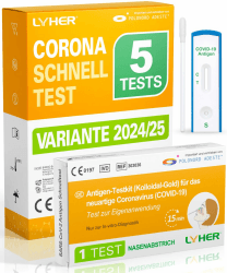 Adeste – 5 x 1er Corona Schnelltest für Zuhause COVID 19 Antigen Rapid Test Swab Selbsttest. Geprüft für alle neuen 2024 Varianten. Zertifiziert für den Heimgebrauch