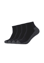Camano Unisex Sportsocken kurz Atmungsaktiv Bequem Perfekte Passform Tennissocken Verstärkt Herren und Damen pro tex 4er Pack 43-46 Schwarz