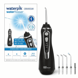 Waterpik Kabellose Munddusche Advanced, 4 Aufsätze, Druckbereich 3,1-5,2 bar, 3 Druckeinstellungen, Induktionsladesystem, Schwarz