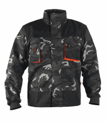 Stenso Kastor Arbeitsjacke Herren - Robuste Arbeitsjacke Männer mit Zwei Unteren Taschen, Zwei Brusttaschen mit Patte und Klettverschluss, Elastische Bündchen, Verstärkte 600D-Polyester Teile 60 Camouflage