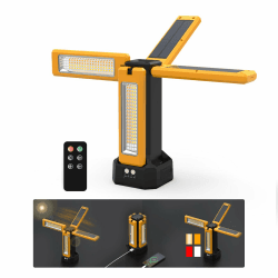 13200 mAh Wiederaufladbare Solar Baustrahler Led mit Stativ, Akku Strahler Stufenlos Dimmbar Weiß/Warm/Naturweiß/ROT (SOS) (Orange (ohne Stativ))