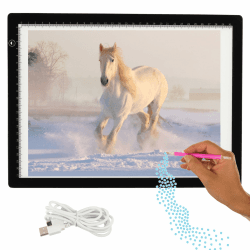 Crafts&Co® Leuchttisch A4 Kabellos, mit Ständer | Dimmbarer Leuchtplatte A4 | Lightpad, Diamond Painting Zubehör | Zeichenplatte mit USB | Lightpad 470x345 | Zeichenbrett, Leuchtkasten, Leuchttafel