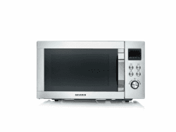 SEVERIN 4-in-1 Mikrowelle „Crispy Wave“, Heißluft-Funktion bis 230°C, Heißluftfritteuse, Mikrowelle, Backofen & Grill, 95 min Timer, max. 2150 W Leistung, 25L, Silber/Edelstahl, MW 7982