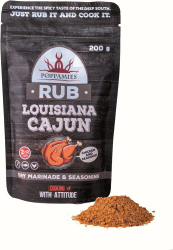 Poppamies Louisiana Cajun BBQ Rub - 100% natürliches BBQ-Gewürz - Trockene Marinade & Gewürze. Besonders geeignet für Huhn und Meeresfrüchte - Ideal für Grill, Ofen, Kochtopf - Große Packung (200g)
