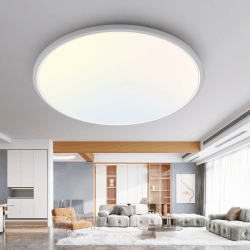 slochi Deckenlampe LED Deckenleuchte Flach 36W, Ø40CM, 3Farben 3000K/4000K/6500K, IP44 Badlampe, 4200LM Modern LED Lampe Decke Küchenlampe für küche Badezimmer Schlafzimmer Flur Wohnzimmer, Weiß