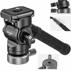 NEEWER Fluidkopf für Videostativ mit +/-10° Nivellierbasis (⌀37mm), Metall Stativkopf Videokopf mit Arca Typ Schnellwechselplatte, Teleskopgriff für Videokameras, DSLR, Max Last 4kg, GM27 Schwarz