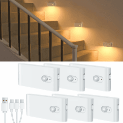WILLED LED Nachtlicht mit Bewegungsmelder, Aufladba Treppenbeleuchtung（ohne Stecker）, 6 Stück WarmWeiß bewegungsmelder licht, Nachtlicht Kinder für, Schlafzimmer, Wohnzimmer, Flur, Küche, Badezimmer