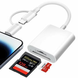 [Apple MFi Certified] SD Kartenleser für iPhone, Lightning USB C Adapter SD Karte für Micro SD/SD, Typ C Kartenlesegerät für iPhone16 15/iPad/MacBook/Galaxy/Laptop