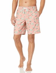 Amazon Essentials Herren Badehose, 23 cm, Mit Lockerer Passform und Schnelltrocknend - Auslauffarben XL Rosa Früchte