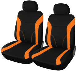 Upgrade4cars Auto-Sitzbezüge Vordersitze Orange Schwarz | Auto-Sitzschoner Set Universal für Fahrersitz & Beifahrer | Auto-Zubehör Innenraum
