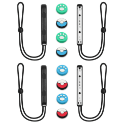 Vicloon Gamepad Handschlaufe, 2 Paar Handschlaufe für Switch Gamepad mit 4 Joystick-Kappen, Gamepad Handschlaufe für Switch Joycon, Ersatz Handschlaufe für Joy Con Controller(Schwarz)