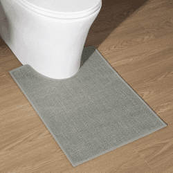 chakme Badezimmerteppich 44 x 61 cm rutschfeste Badematte mit Gummi Rückseite Badteppich rutschfest waschbar Badvorleger Bad Teppich Badezimmer Duschvorleger Grau