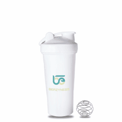 Beazyness 'beazyShaker' Fitness Shaker - 800ml - BPA-frei - Auslaufsicher - Premium-Proteinschüttler mit Ball - Ideal für Fitnessstudio, Yoga, Laufen und andere Sportarten. (Weiß)