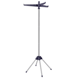SONGMICS Wäscheständer, Standtrockner, 3 drehbare Armen für Kleiderbügel, Wäschespinne, 4 Beine, für Innenbereich, Edelstahl, für bis zu 27 Kleidungsstücke, 150 cm hoch, blau-silbern LLR510Q01