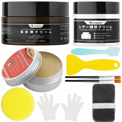 grpoche Leder Reparatur Set, Dunkelbraun Lederpflege für Ledercouch, Lederreparaturcreme für Kratzer, verblasste Stellen, Abnutzung, Lederfarbe für Sofas, Autos