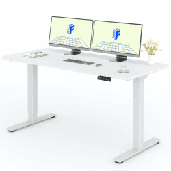 FlexiSpot Höhenverstellbarer Schreibtisch mit 2 Motoren & 25MM einteiliger Tischplatte,ergonomischer Bürotisch - 160 x 80 cm Weiß, weißes Gestell