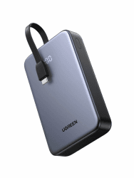 UGREEN Power Bank 20000mAh 22.5W, Powerbank mit integriertem USB-C Kabel,1 USB-C, 1 USB-A, Externer Handyakku kompatibel mit iPhone 16 Pro/Pro Max/16/15/14, Galaxy S24 Ultra und mehr