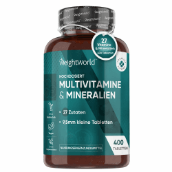 Multivitamin Tabletten - 400 Stück, Vegan mit 27 Zutaten - 13+ Monate Vorrat - Immunsystem, Energie & Stoffwechsel (EFSA) - Frei von Magnesiumstearat - WeightWorld