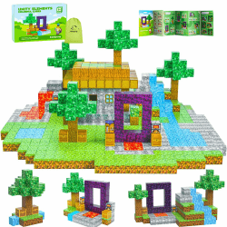 Kid Odyssey Magnetische Bausteine 70 Stück, Build Mine Magnete Welt World Set, Waldmagnetwelt Magnetisches Spielzeug für Kinder, Magnetbausteine ab 3 Jahre, Geschenk für Kinder