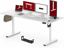 SANODESK Höhenverstellbarer Schreibtisch 200 x 80 cm Schreibtisch Höhenverstellbar Elektrisch Ergonomischer Steh-Sitz Tisch Computertisch für Heimbüro Homeoffice(weiß)