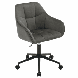 WOLTU Homeoffice Stuhl, Schreibtischstuhl, Drehstuhl, Schminkstuhl, höhenverstellbar, bis 150 kg belastbar, mit Armlehnen Samtsitz, für Schlafzimmer Büro Wohnzimmer, Dunkelgrau+Schwarz BS145dgr