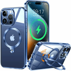 HaloArt 360° Drehbarer Ständer Magnetische Hülle für iPhone 13 Pro [Stabilster Unsichtbarer CD-Ring Ständer für Mag-Safe] [ Nr.1 Magnetkraft & Militärschutz] Stoßfest Schutzhülle Dünn, Blau