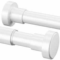 1 Stück Gardinenstange ohne bohren Einstellbar Duschvorhangstange für Schrank, Duschvorhang(72-145cm，φ25mm，Weiß）