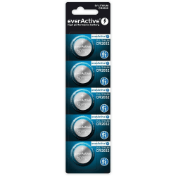 everActive CR2032 3V, 5X Lithium Knopfzelle Batterien, leistungsstärkste Batterie, 10 Jahre Haltbarkeit, 5 Stück - 1 Blisterkarte