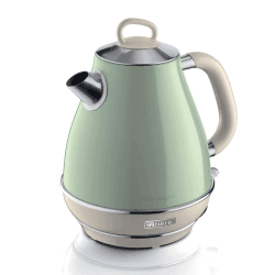 Ariete Vintage Wasserkocher 2869, Retro Elektrischer Wasserkocher mit Sichtbarem Wasserstand, Kabellosem 360°-Sockel, Abschaltautomatik, Teesieb, Fassungsvermögen 1,7 l, Edelstahl, 2000 W, Grün