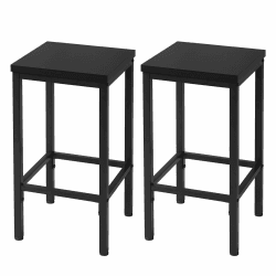 EUGAD Barhocker, 2er Barstühle, Küchenhocker, Tresenhocker, industrieller Hocker, mit Fußstütze, für Bar Esszimmer Küche Salon, aus Holzwerkstoff Metall, schwarz, 1060BY-2